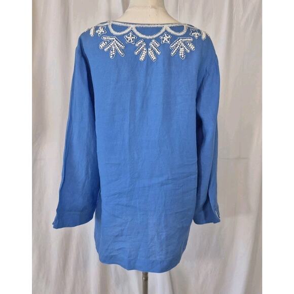 Lilly Pulitzer Womens Solid Blue 100% Linen Amelia Island Tunic Top XL - Picture 5 of 6